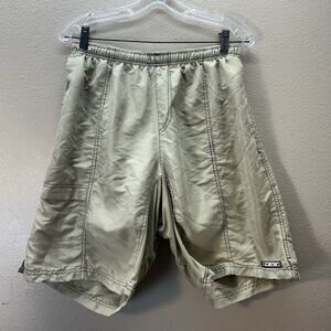 Canari Mountain Bike Shorts Mens‎ SZ L Tan Elastic Waist Chamois Pad Cycling